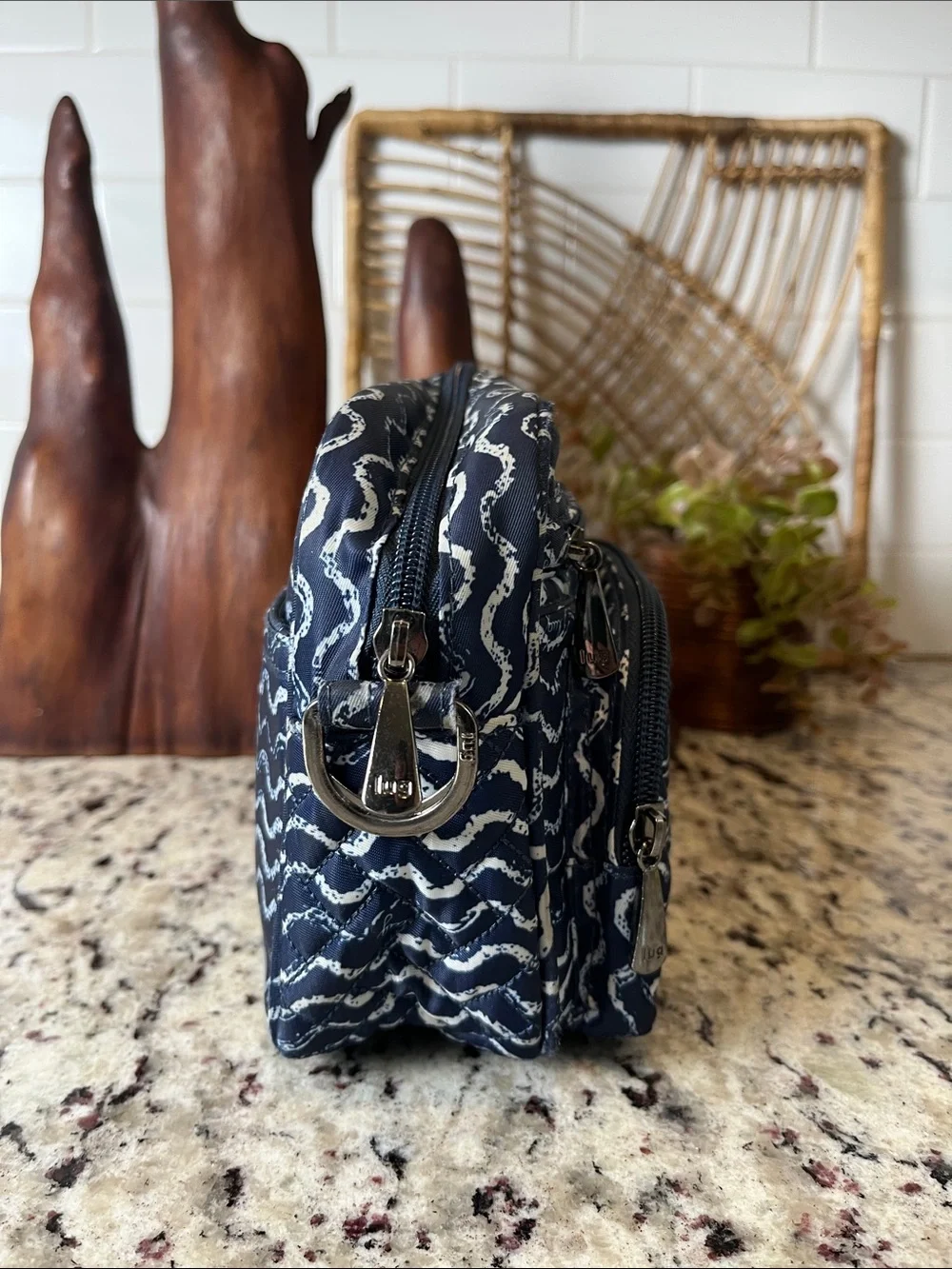 lug Navy Quilted Wave Messenger Crossbody Bag